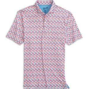 johnnie-O Red and Blue Patterned Polo Shirt